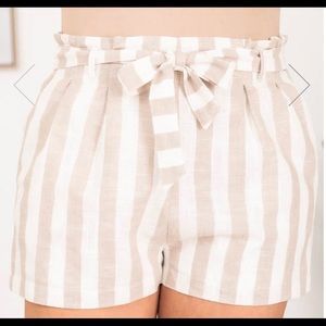 Beige and white stripped shorts